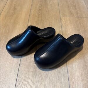 Simon Miller Black leather bubble Women's Clogs